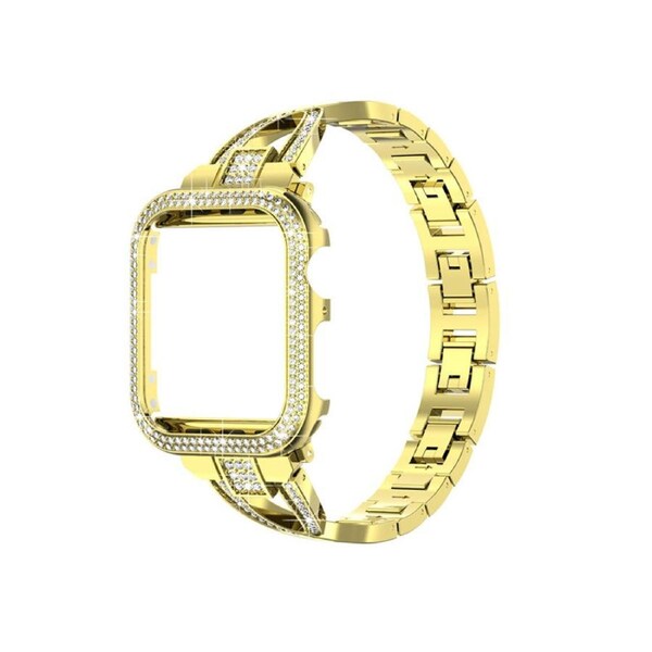 Nevenka Bling Band Compatible Apple Watch with Case 38 40 42 44mm Rhinestone Cross Straps-Gold 38mm