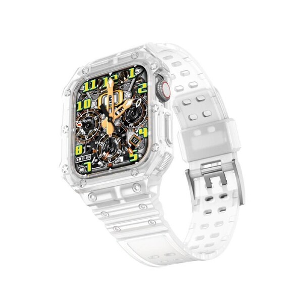 Nevenka Sport Rugged Watchbands with Bumper Case Compatible for Apple Watch-Clear Matte 41mm