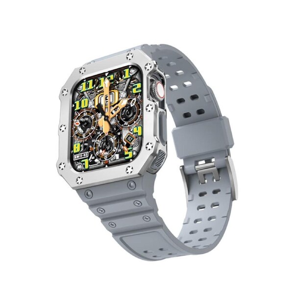 Nevenka Sport Rugged Watchbands with Bumper Case Compatible for Apple Watch-Silver Grey 38mm