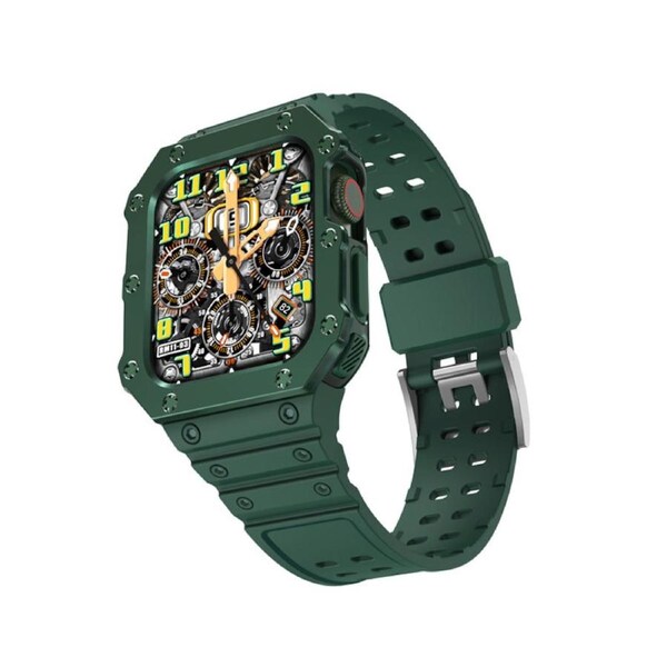 Nevenka Sport Rugged Watchbands with Bumper Case Compatible for Apple Watch-All Green 45mm