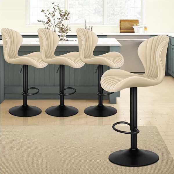 4x ALFORDSON Bar Stools Air Leather Beige