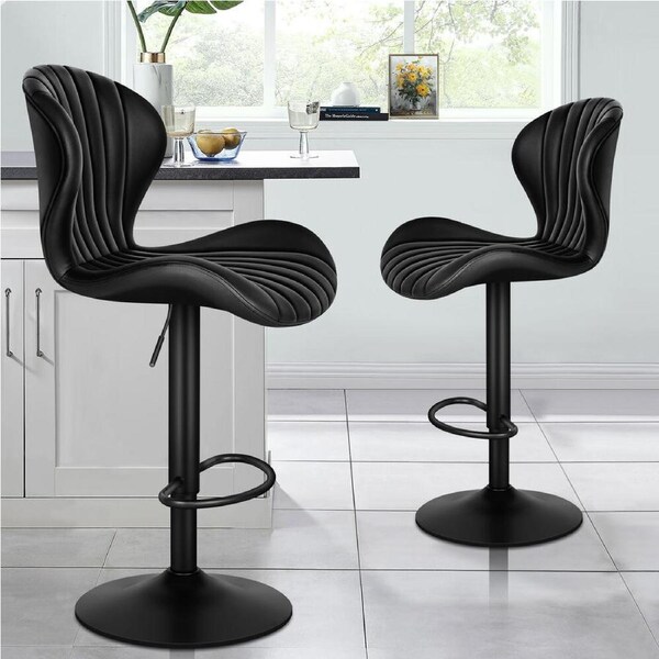 2x ALFORDSON Bar Stools High Back Black