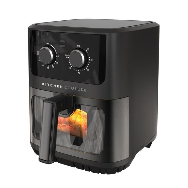 Kitchen Couture 6.5L Compact Air Fryer Viewing Window Stylish Powerful Black