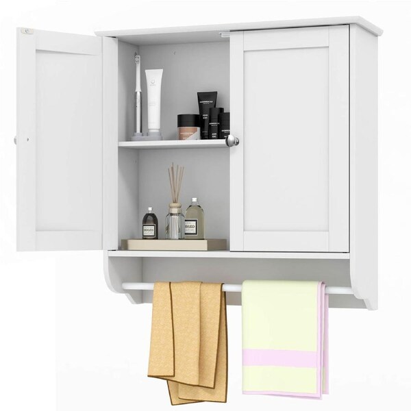 Costway Bathroom Wall Mounted Cabinet Medicine Cabinet w/2 Doors & Shelf Cupboard Storage Organizer Laundry