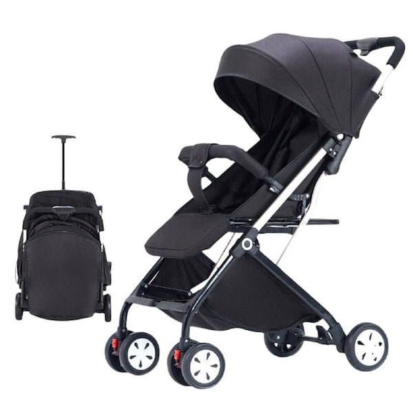 *Black* Lightweight Compact Baby Stroller Pram Easy Fold Travel Easy Carry