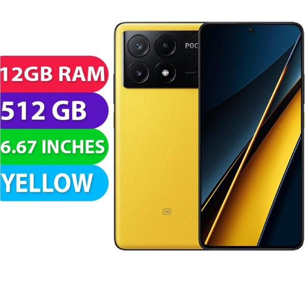 Xiaomi Poco X6 Pro Dual SIM 5G (12GB RAM, 512GB, Yellow) - BRAND NEW