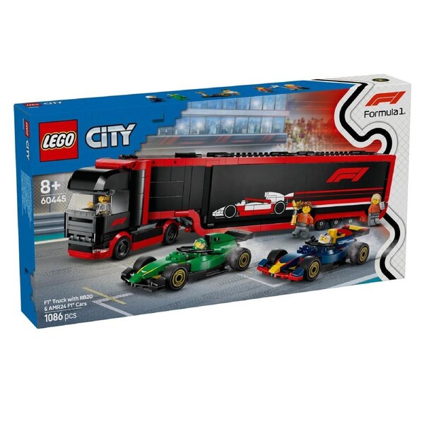 LEGO City F1 Truck with RB20 and AMR24 F1 Cars (60445)