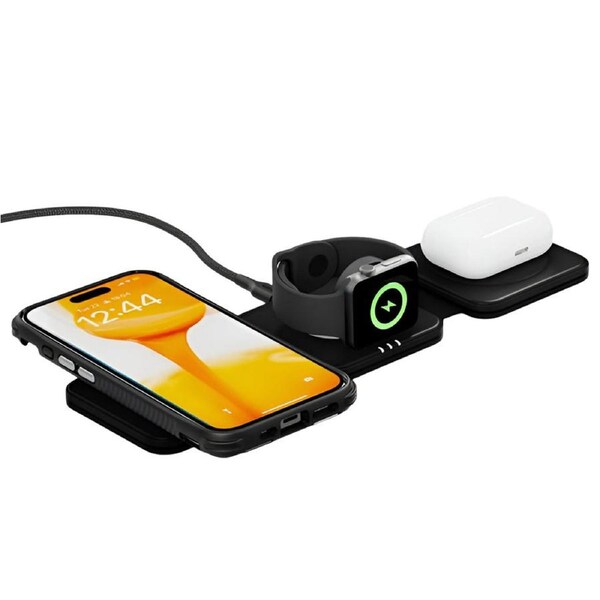 EFM FLUX Travel 3-in-1 Wireless Charger With 20W Wall Charger - Black