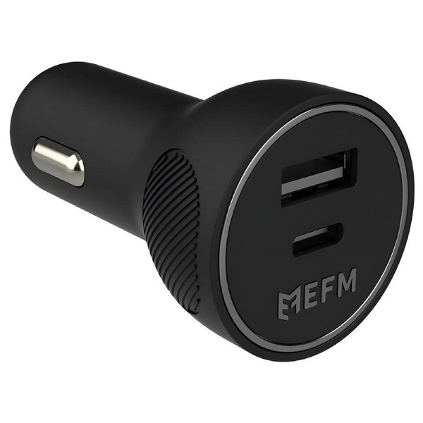 EFM 48W Dual Port Car Charger with Power Delivery & PPS - Black