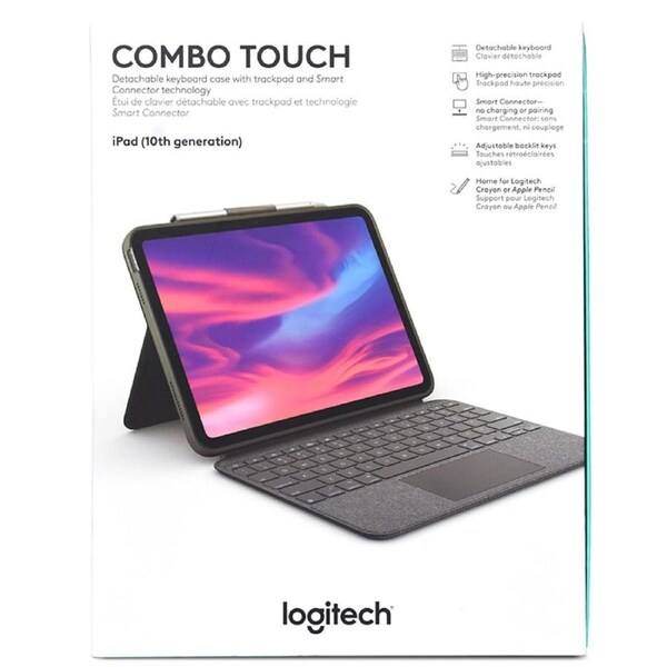 Logitech Combo Touch Detachable Backlit Keyboard Case with Trackpad and Smart Connector for iPad 10th Gen (920-011434)