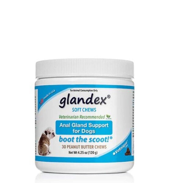 Glandex 30 Soft Chew Peanut Butter Flavour for Dogs Anal Gland Support