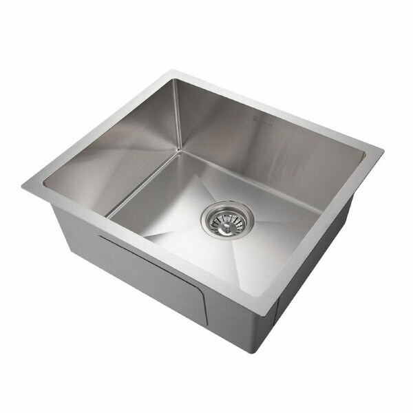 Kitchen Sink Stainless Steel Basin Laundry Drop In Undermount Flush Single Bowl Bar Workstation Handmade Rectangle 304 Waste Drainer Silver 51x45x21cm