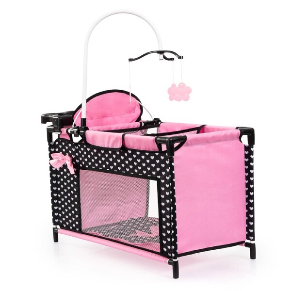 Bayer - Multi Bed Doll Cot & Integrated High Chair - Pink Bow
