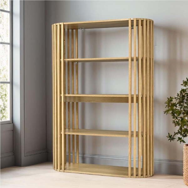Furb Display Shelves 4-Tier Bookshelf Wooden Bookcase Shelf Storage Stand Rack Natural