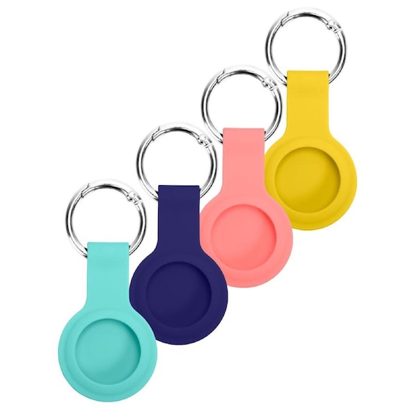 Laser Silicone Key Ring for Apple AirTag - 4 Pack - Secure, Lightweight & Scratch-Resistant
