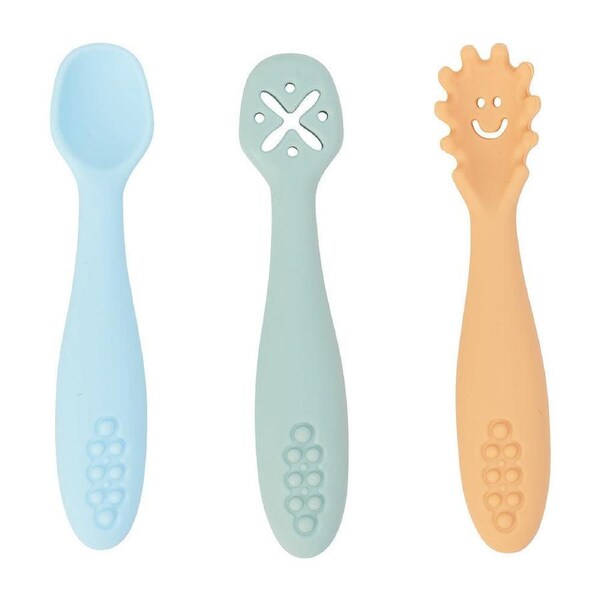 3pc Annabel Trends Silicone Baby Feeding Mini Spoons Cutlery Set Seaside