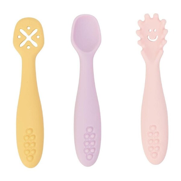 3pc Annabel Trends Silicone Baby Feeding Mini Spoons Cutlery Set Sunset
