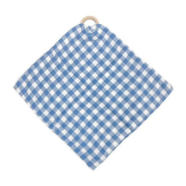 Annabel Trends Muslin Security Blanket Baby Blankie 32x32cm Gingham Blue