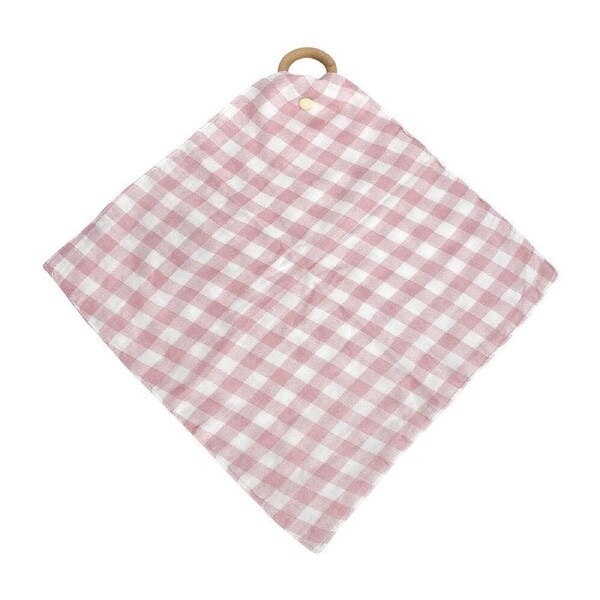 Annabel Trends Muslin Security Blanket Baby Blankie 32cm Gingham Pink Clay