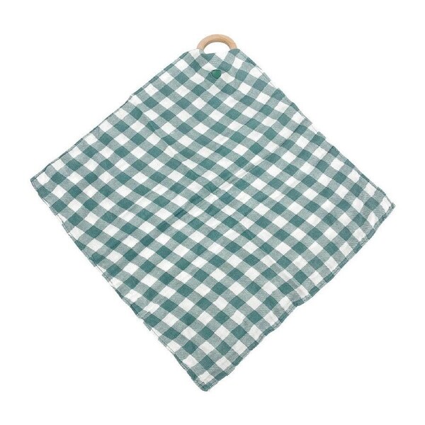 Annabel Trends Muslin Security Blanket Baby Blankie 32x32cm Gingham Olive