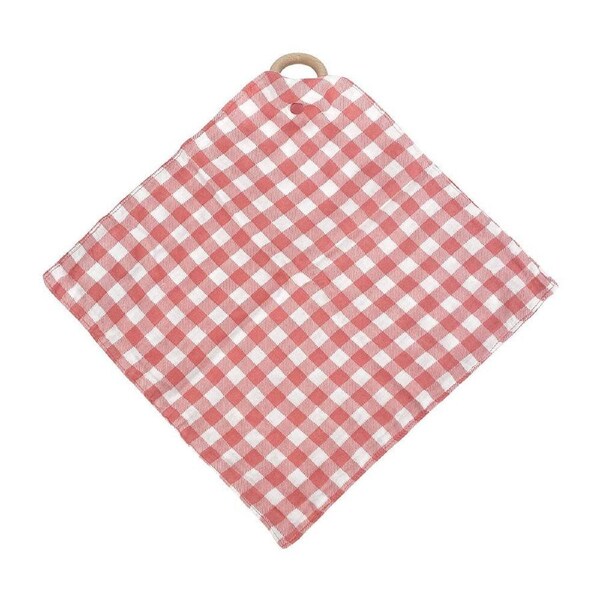 Annabel Trends Muslin Security Blanket Baby Blankie 32x32cm Gingham Rhubarb