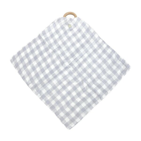 Annabel Trends Muslin Security Blanket Baby Blankie 32cm Gingham Cool Grey