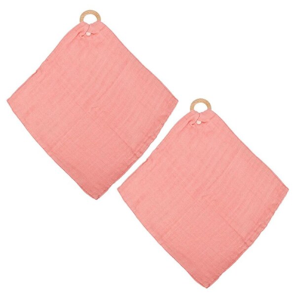 2PK Annabel Trends Muslin Security Blanket Baby/Infant Blankie 32x32cm Coral
