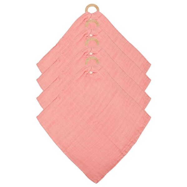 4PK Annabel Trends Muslin Security Blanket Baby/Infant Blankie 32x32cm Coral