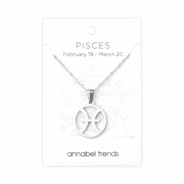 Annabel Trends Stainless Steel Pendant Zodiac Pisces Unisex Accessory Silver