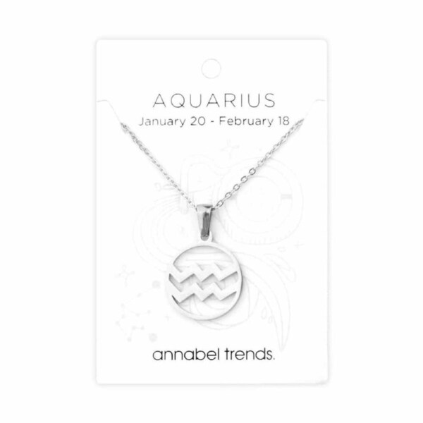 Annabel Trends Stainless Steel Pendant Zodiac Aquarius Unisex Accessory Silver