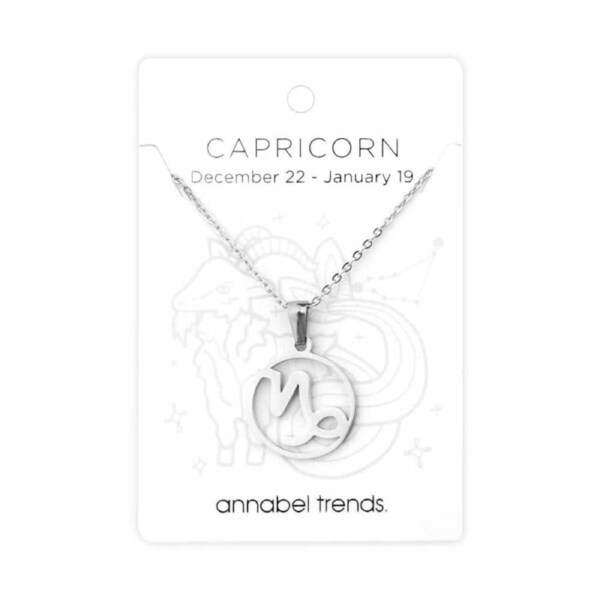 Annabel Trends Stainless Steel Pendant Zodiac Capricorn Unisex Accessory Silver