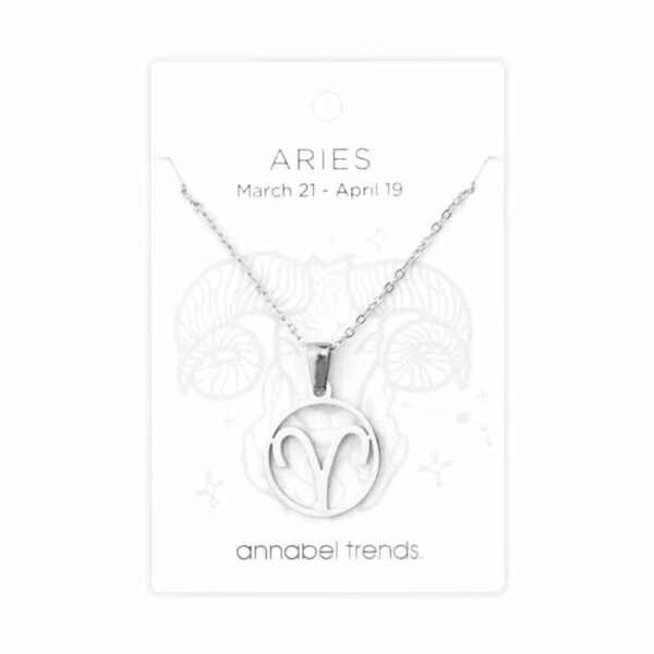 Annabel Trends Stainless Steel Pendant Zodiac Aries Unisex Accessory Silver