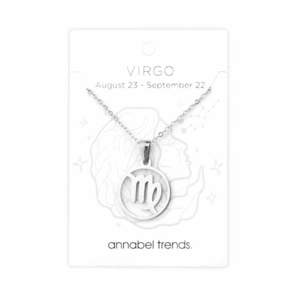 Annabel Trends Stainless Steel Pendant Zodiac Virgo Unisex Accessory Silver