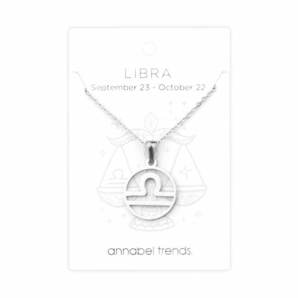 Annabel Trends Stainless Steel Pendant Zodiac Libra Unisex Accessory Silver