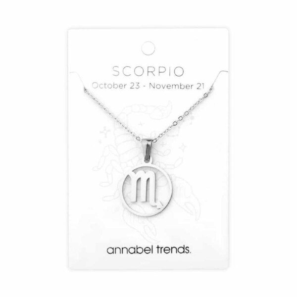 Annabel Trends Stainless Steel Pendant Zodiac Scorpio Unisex Accessory Silver