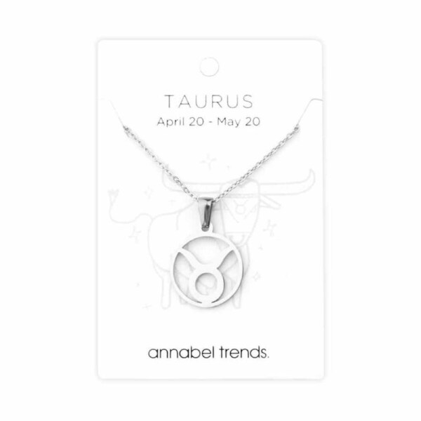 Annabel Trends Stainless Steel Pendant Zodiac Taurus Unisex Accessory Silver
