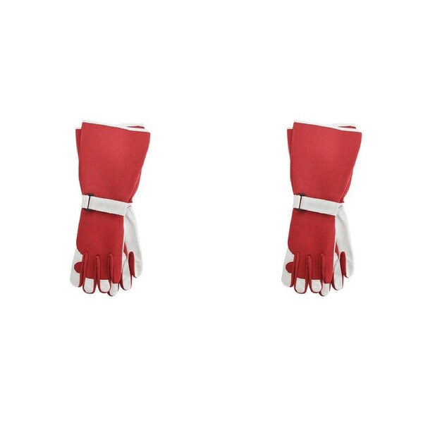 4pc Annabel Trends Sprout Long Sleeve Garden Planting/Pruning Hand Gloves Red