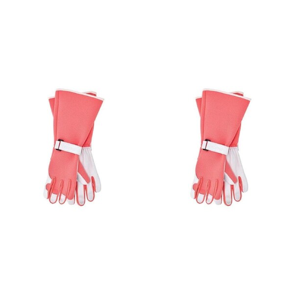 4pc Annabel Trends Sprout Long Sleeve Garden Planting/Pruning Hand Gloves Coral