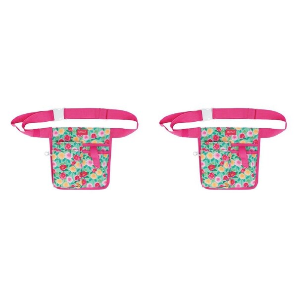 2PK Annabel Trends Sprout Half Waist Garden Tool Holder Belt Bag Camellias Mint