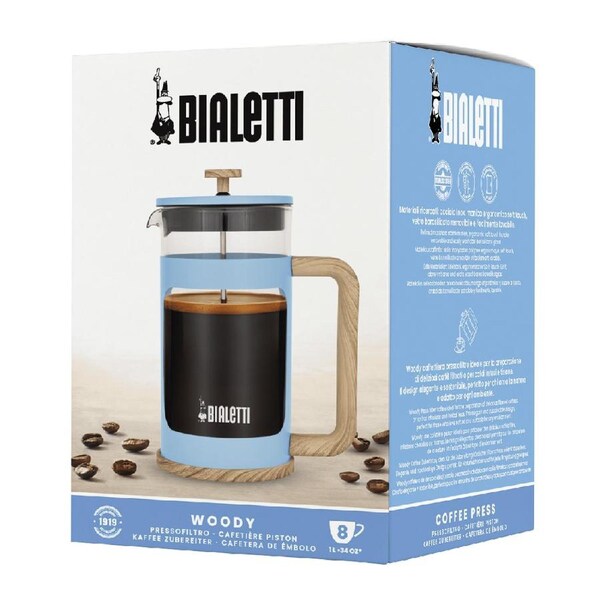 Bialetti Woody Coffee Press 1 Litre - Blue