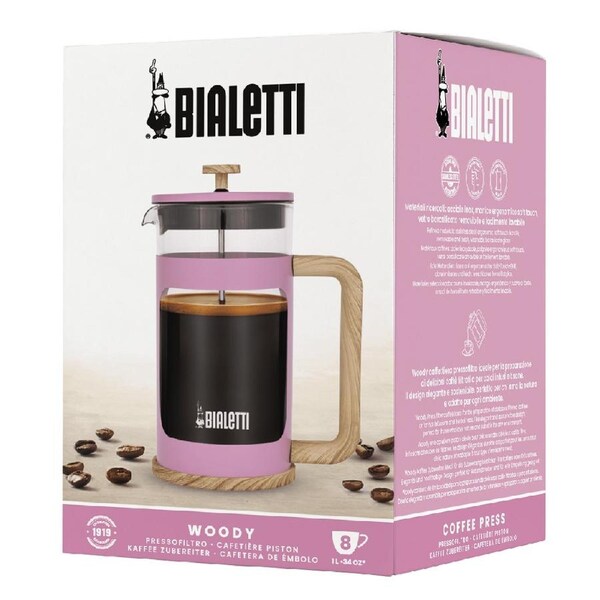 Bialetti Woody Coffee Press 1 Litre - Pink