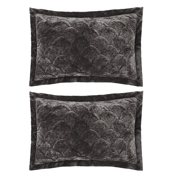 2pc Grace by Linen House Meyer 50x75cm Pillow Sham Cover Pillowcase Set Charcoal