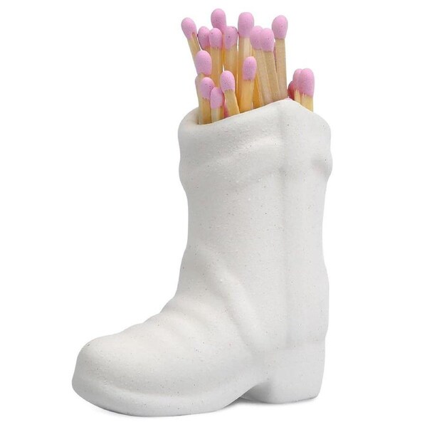 Ceramic Boots Matchbox Holder Home Storage Organizer Decorative Display Box