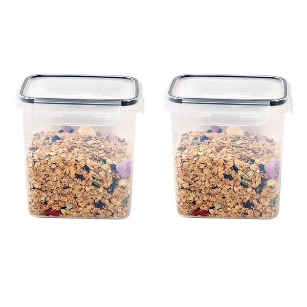 2pcs 1600ml Transparent Plastic Storage Jars Sealed Organiser Food Container