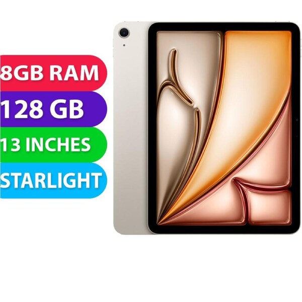 Apple iPad Air 2024 5G 13" (8GB RAM, 128GB, Starlight) - BRAND NEW