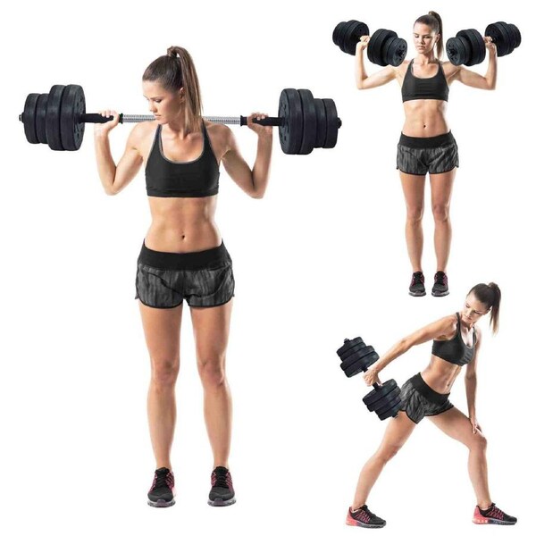 Costway 2 in 1 Adjustable Dumbbell Weight Set 30KG Training Set w/Barbell Accessories Home Gym Fitness Exercise