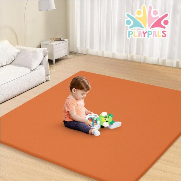 Playpals Kids Play Mat Baby Crawling Soft Leather Cover Plush Foam Floor Padding Brown