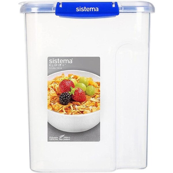 Sistema KLIP IT PLUS Cereal Storage Container - Airtight 4.2 Litre Food Pantry Storage Container - BPA-Free