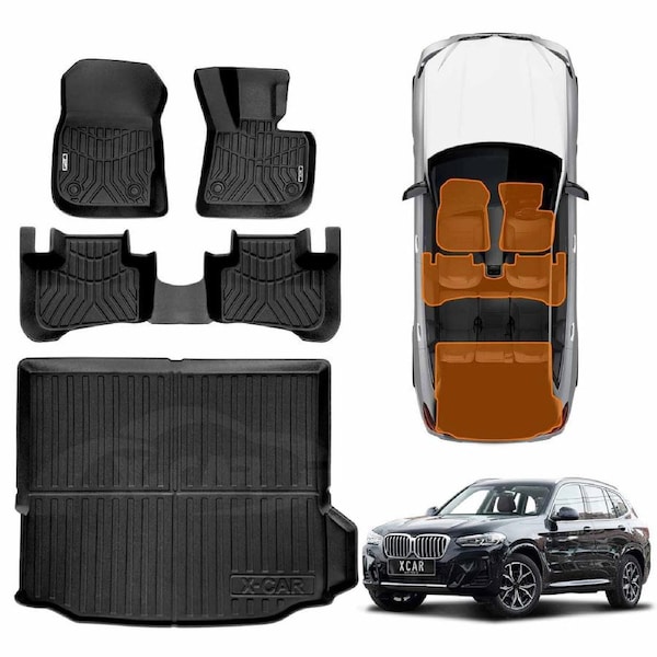 3D Floor Mats Boot Liner for BMW X3 M G01 F97 2017-2024 Heavy Duty Car Mats Cargo Carpet Cover