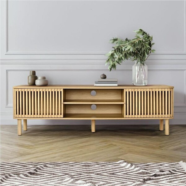 Furb TV Cabinet Wooden TV Stand Entertainment Unit Storage Shelf 160CM Natural
